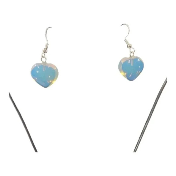 Opalite Heart Earring and Necklace Set - Picture 2 of 8